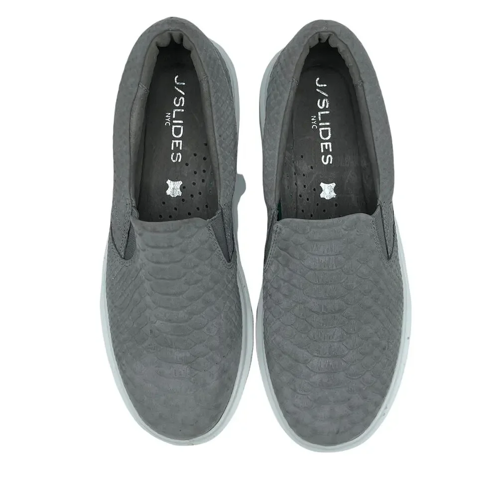 J Slides NYC Ariana Platform Sneakers Faux Snakeskin Croc Pattern Gray Size 8 - Picture 3 of 7